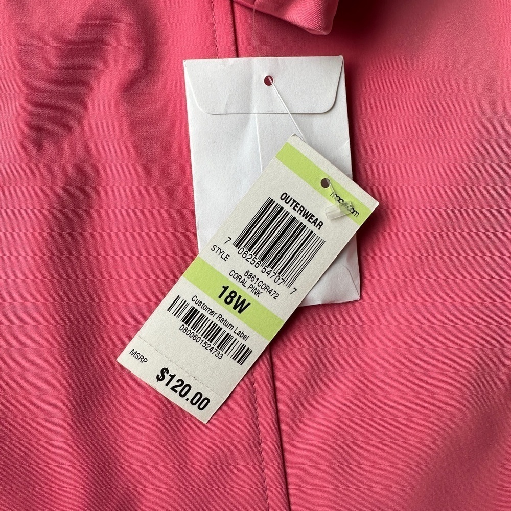 NWT JM Collection Coral Pink Long Button Lined Trench Jacket Women’s 18W $120 - Picture 5 of 9